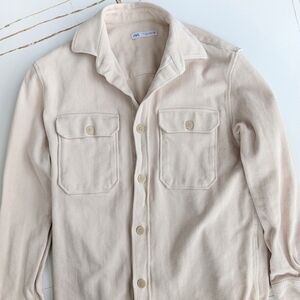 Zara Men's Light Beige Shirt Jacket